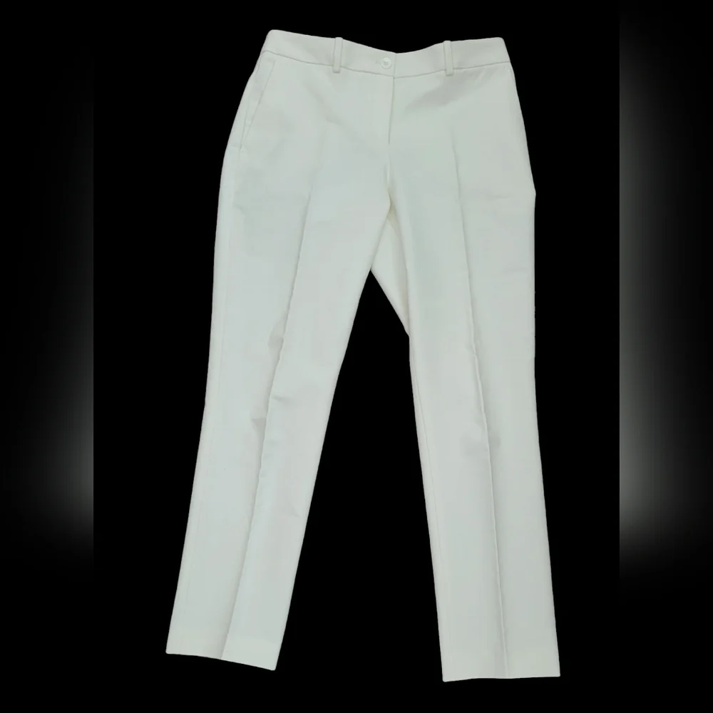 Michael Kors Collection Made in Italy Cream Cotton Stretch Office Pants 6